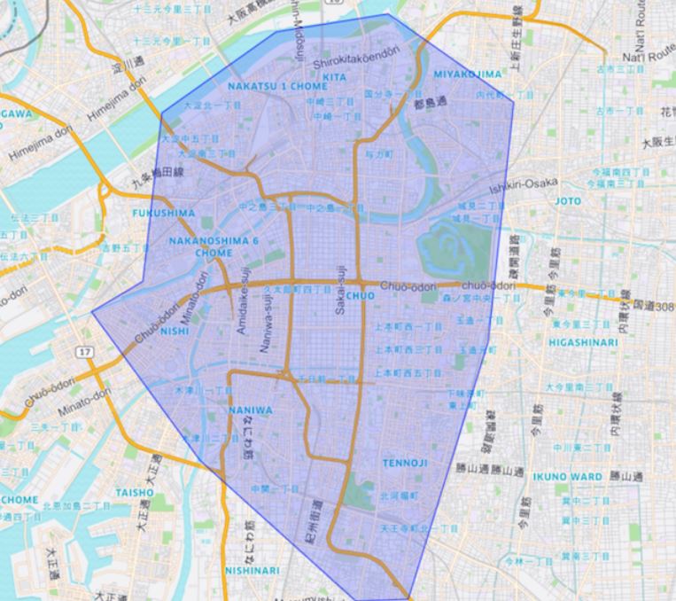 ウーバーイーツ 大阪配達可能エリア