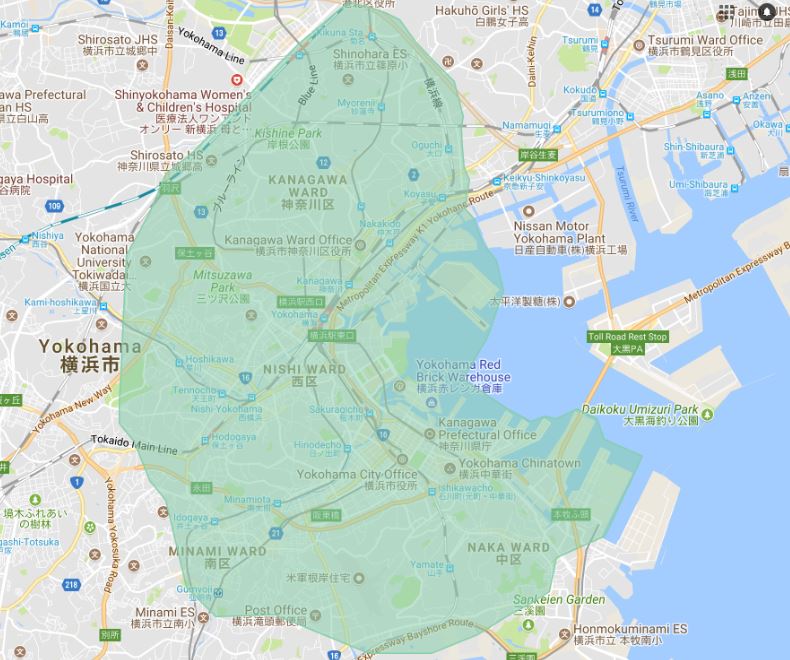 ウーバーイーツ 横浜市内 サービス提供エリアマップ