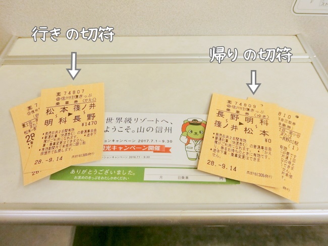 長野駅～松本駅の往復切符＋特急券が、かなりお得に買えました！：長野（小布施・松本）1泊2日の姉妹女子旅【13】
