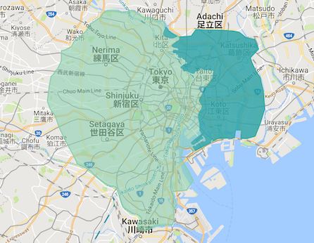Uber Eats 東京 最新サービスエリアマップ